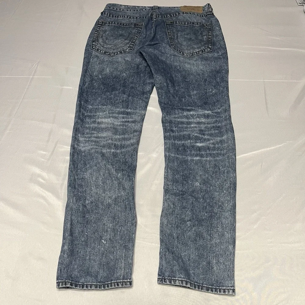 True Religion Rocco Relaxed Skinny Jeans Men's Size 34x32 Blue Acid Wash Skater